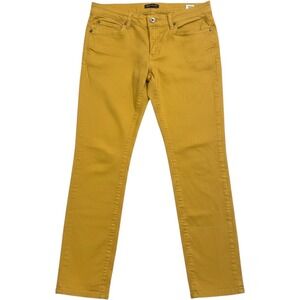 Eileen Fisher Slim Pants Women‎ 6 Yellow Organic Cotton Stretch Mustard Straight